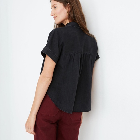 Madewell Shirt Womens Size Small Black Denim Hilltop Lunar Wash Button Down - Picture 2 of 12